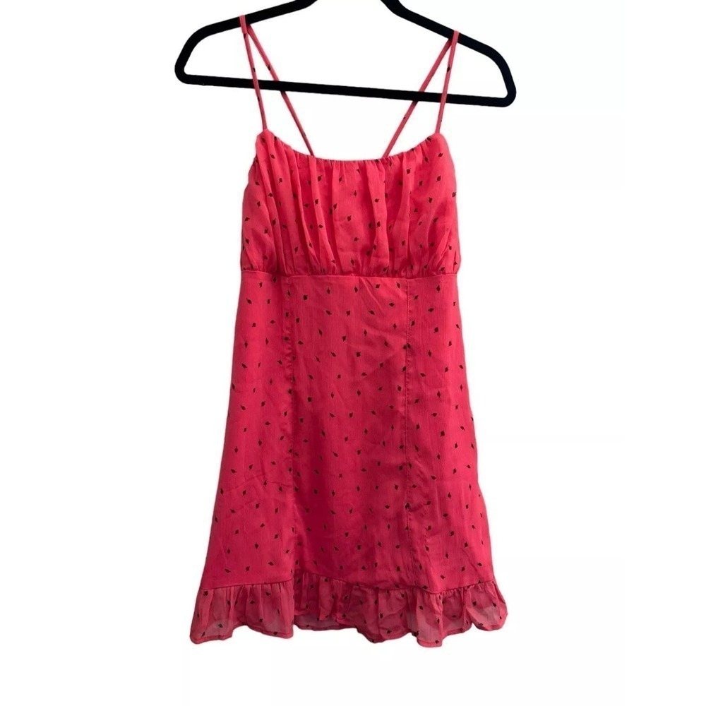 Leith Nordstrom Pink Paradise Leaflet Ditsy Mini Dress Ruffle Size XS​​​​​​​